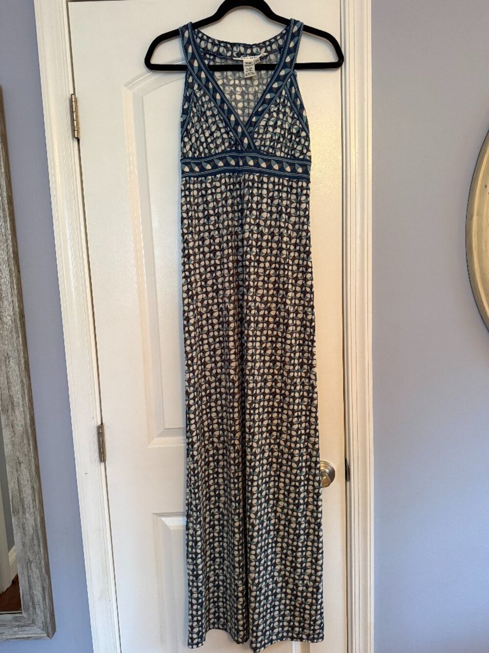 Max Studio Blue Geometric Maxi Dress XS